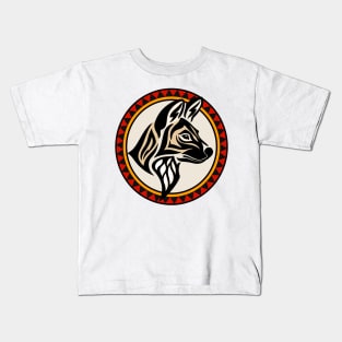 Painted Wolf Tribal Kids T-Shirt